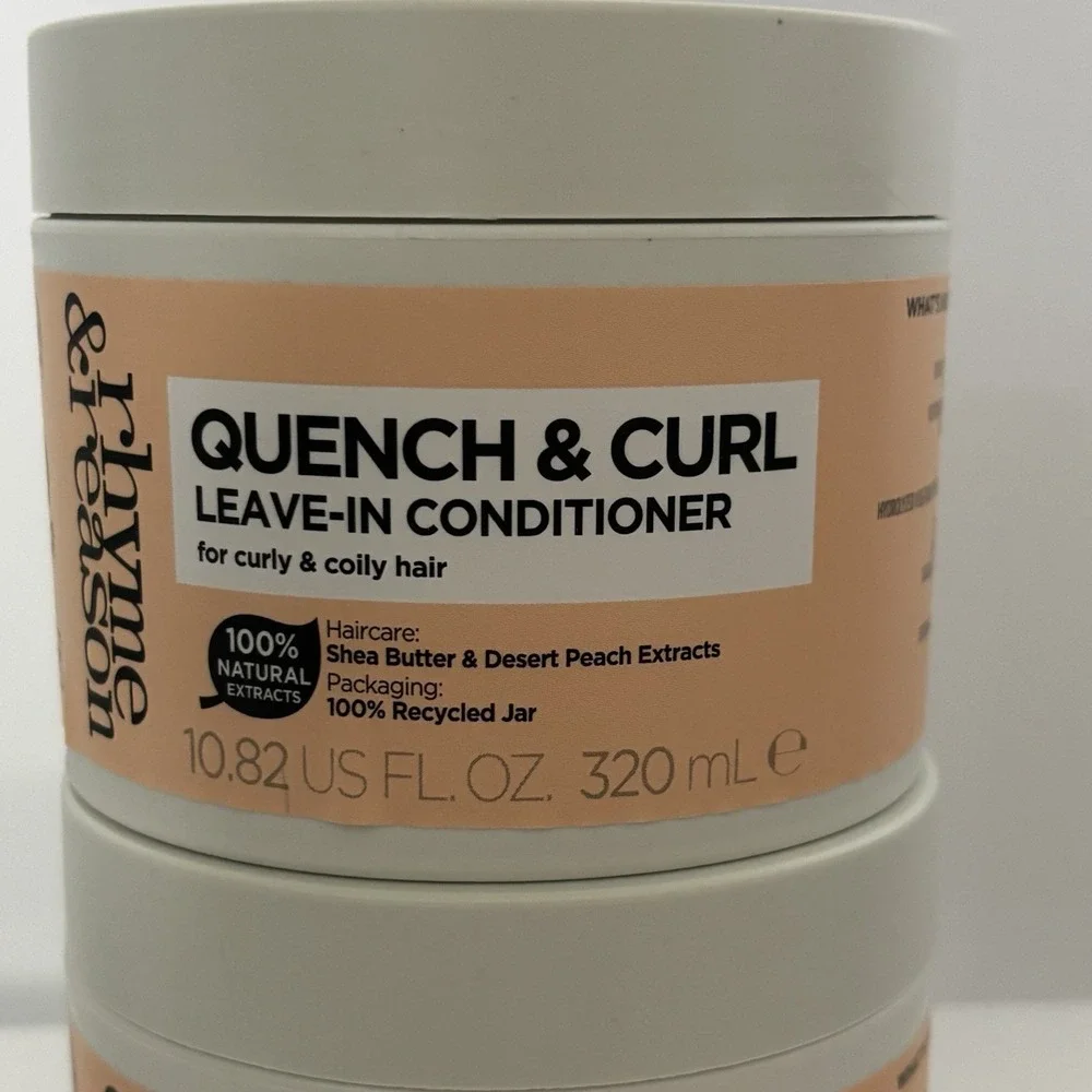 2 Rhyme & Reason Quench & Curl Leave-In Conditioner 10.8oz Tubs Curly Hair Lot